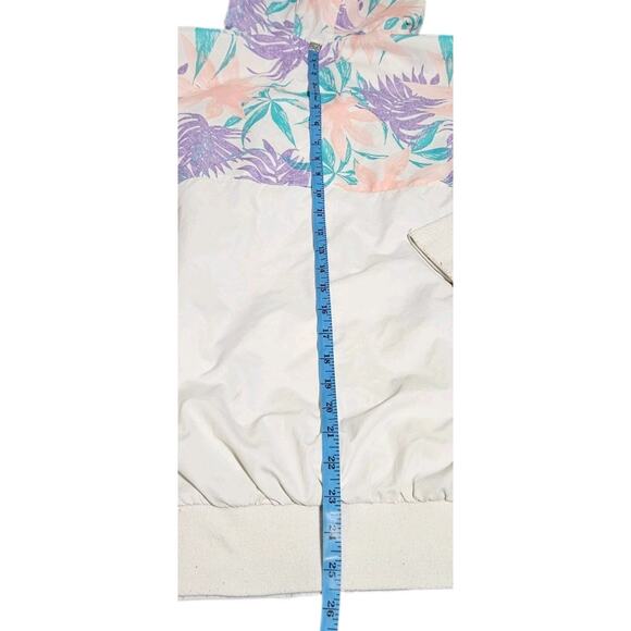 CSG Floral Tropical Windbreaker Track Jacket Hooded White Pastel Zip Adult SM - Picture 4 of 12